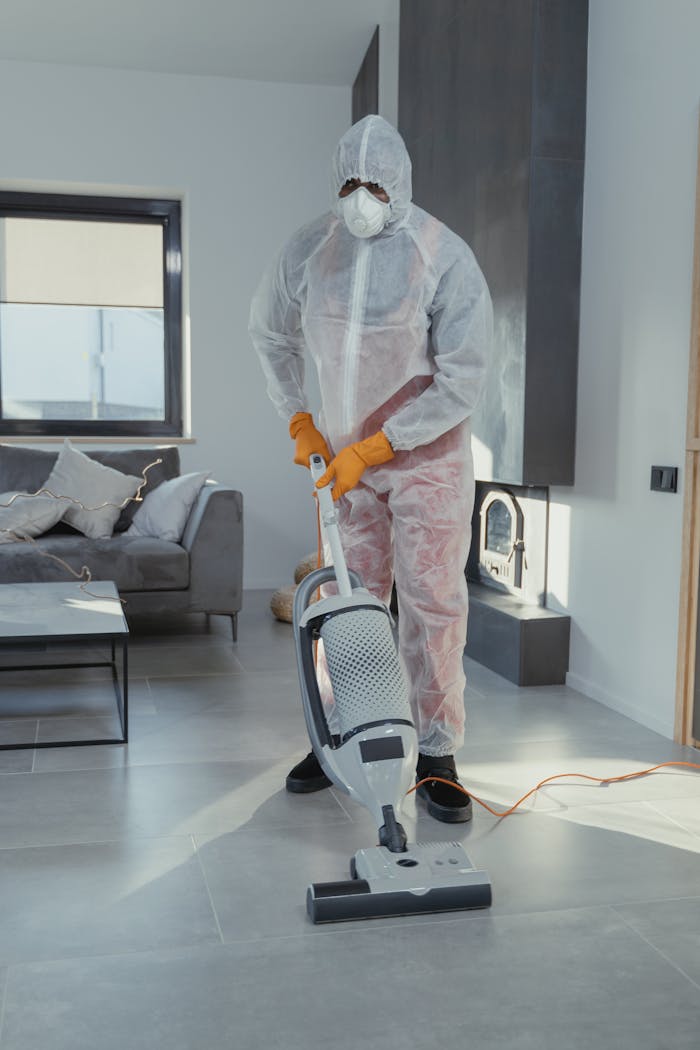 Profesional realizando labores de limpieza especializada